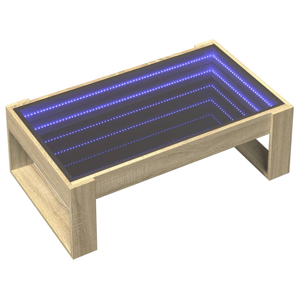 Coffee table with infinite LED sonoma oak 90x53x30 cm