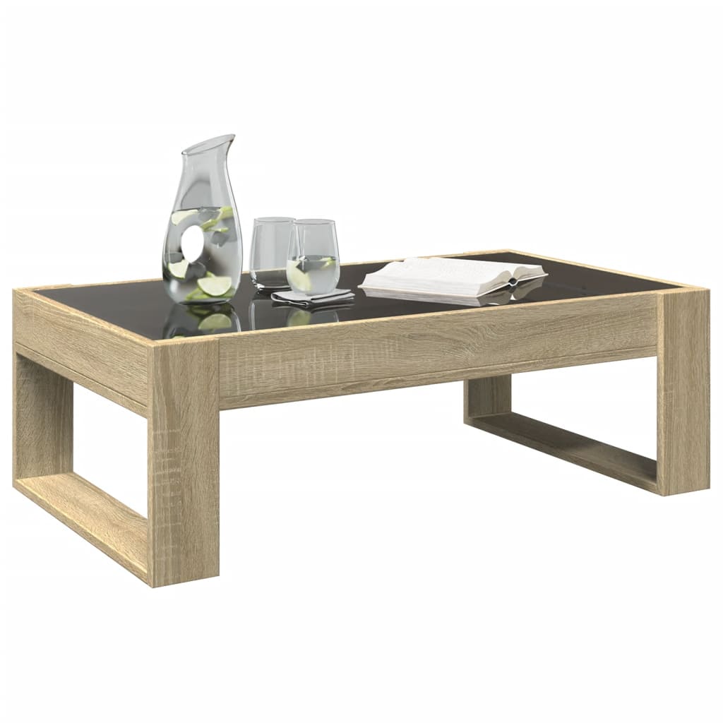 Coffee table with infinite LED sonoma oak 90x53x30 cm