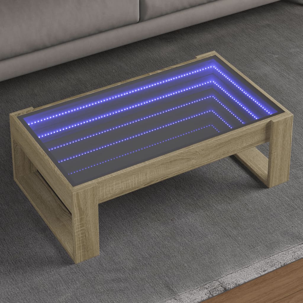 Coffee table with infinite LED sonoma oak 90x53x30 cm