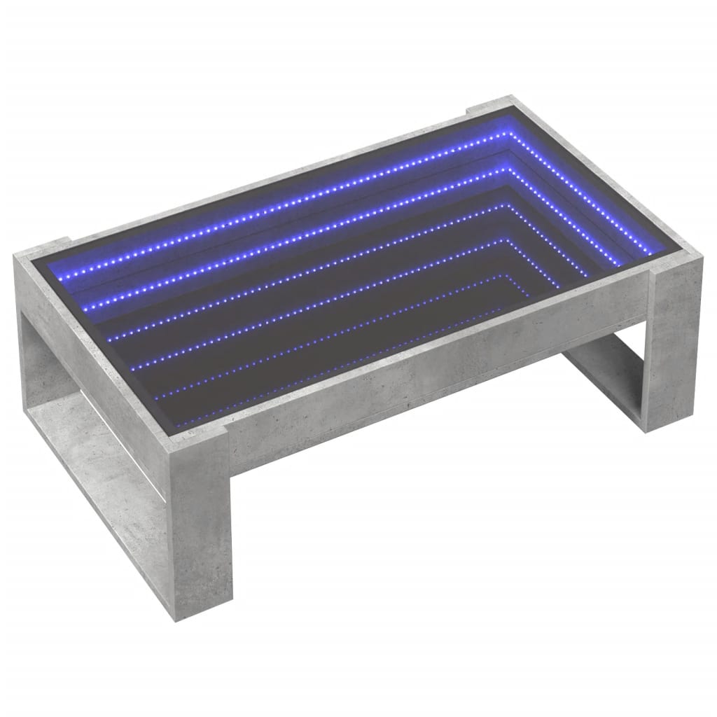 Couchtisch mit betongrauer Infinity-LED 90x53x30 cm