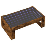 Table basse avec LED infini chêne fumé 90x53x30 cm