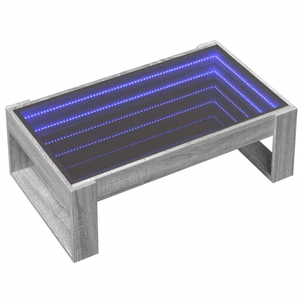 Couchtisch mit LED Infinity Sonomagrau 90x53x30 cm