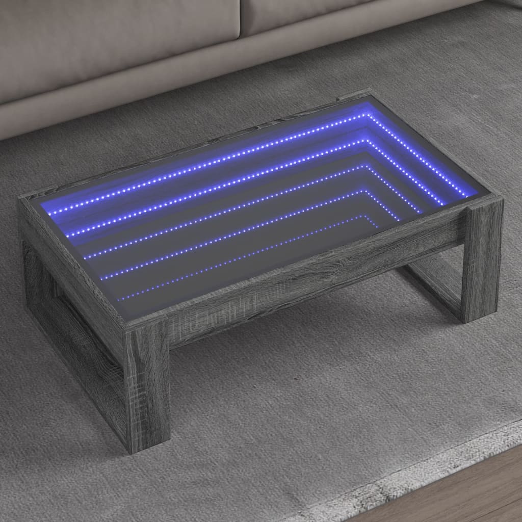 Table basse avec LED infini sonoma gris 90x53x30 cm