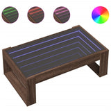 Couchtisch mit Infinity-LED, braune Eiche, 90 x 53 x 30 cm