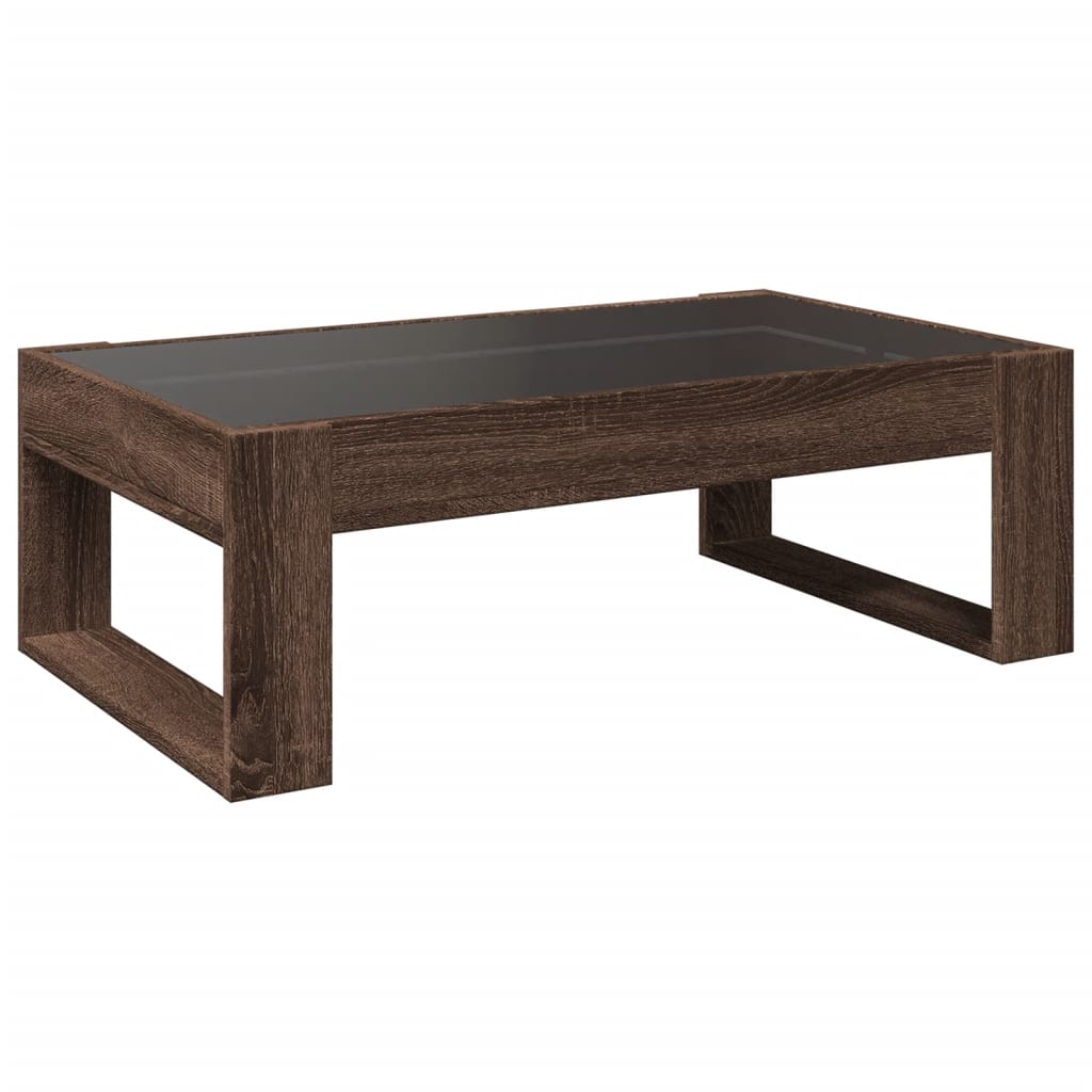 Coffee table with infinite LED oak brown 90x53x30 cm