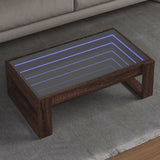 Coffee table with infinite LED oak brown 90x53x30 cm