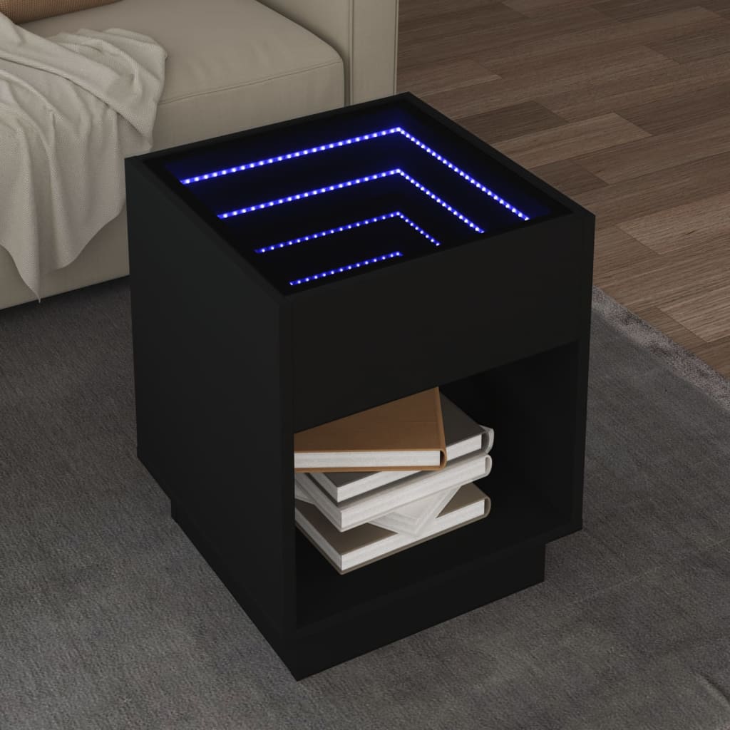 Couchtisch mit schwarzer Infinity-LED 40x40x50 cm