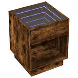 Table basse avec LED infini chêne fumé 40x40x50 cm