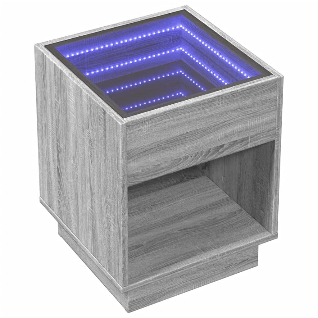 Table basse avec LED infini sonoma gris 40x40x50 cm