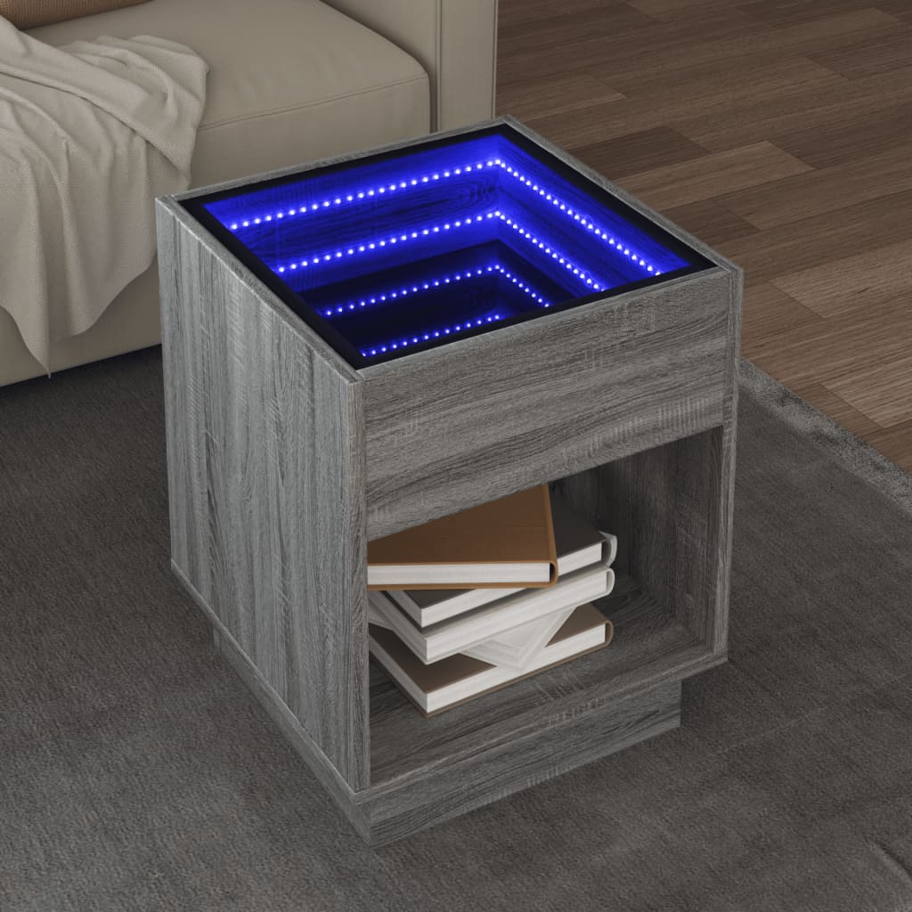 Couchtisch mit LED Infinity Sonomagrau 40x40x50 cm