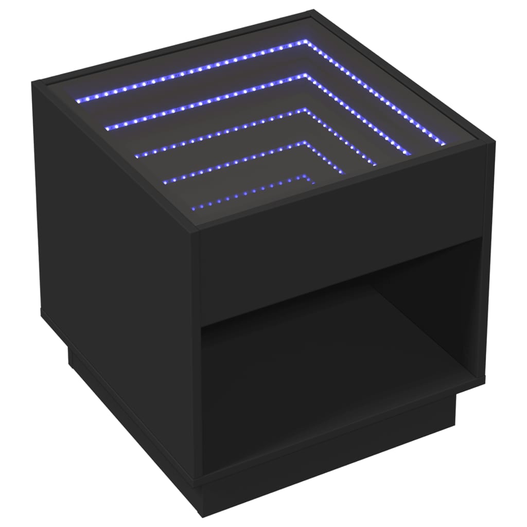 Couchtisch mit schwarzer Infinity-LED 50x50x50 cm