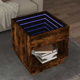 Table basse avec LED Infinity chêne fumé 50x50x50 cm