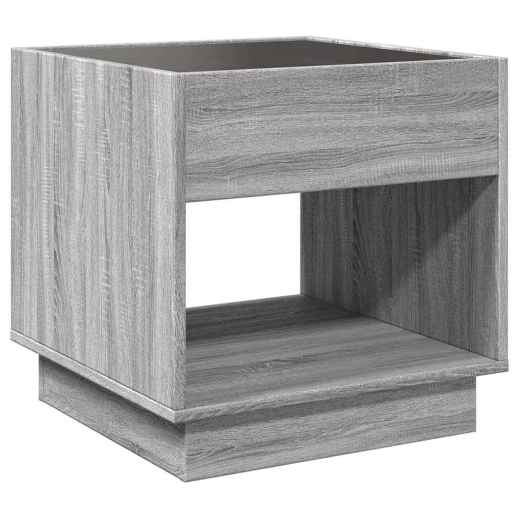 Coffee table with LED infinity sonoma gray 50x50x50 cm