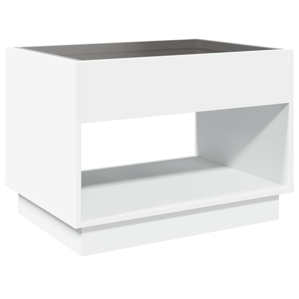 Table basse avec LED infini blanc 70x50x50 cm