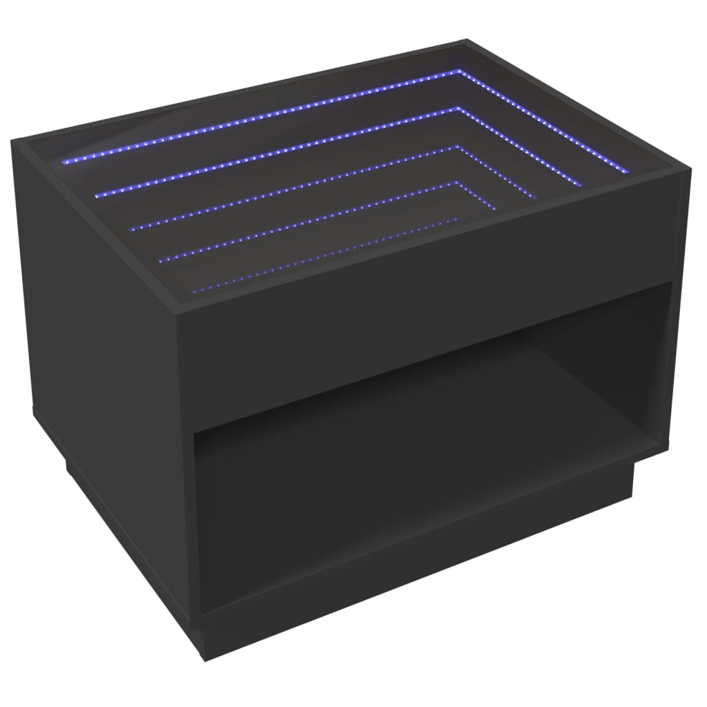 Table basse avec LED infini noir 70x50x50 cm