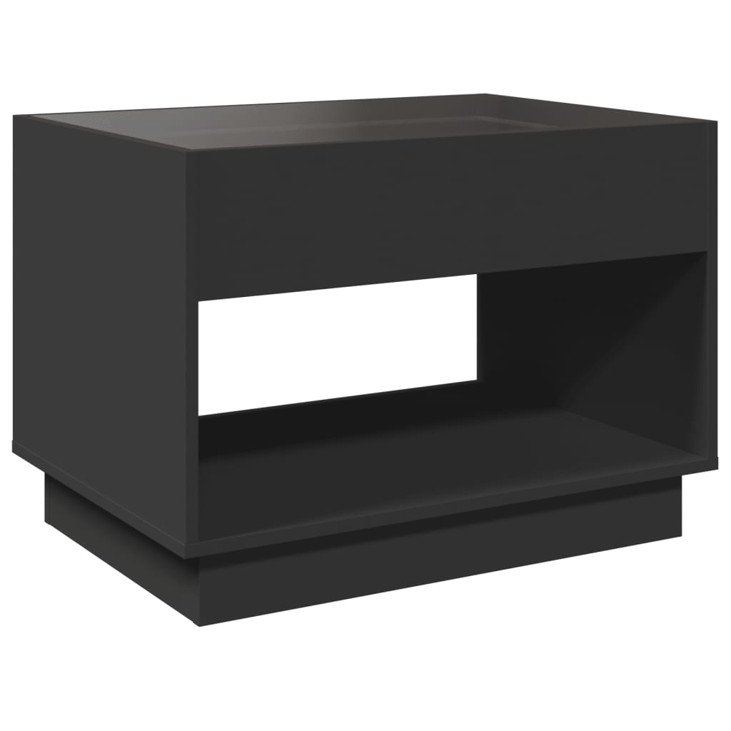 Coffee table with LED infinity black 70x50x50 cm