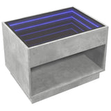 Table basse avec LED infini gris béton 70x50x50 cm