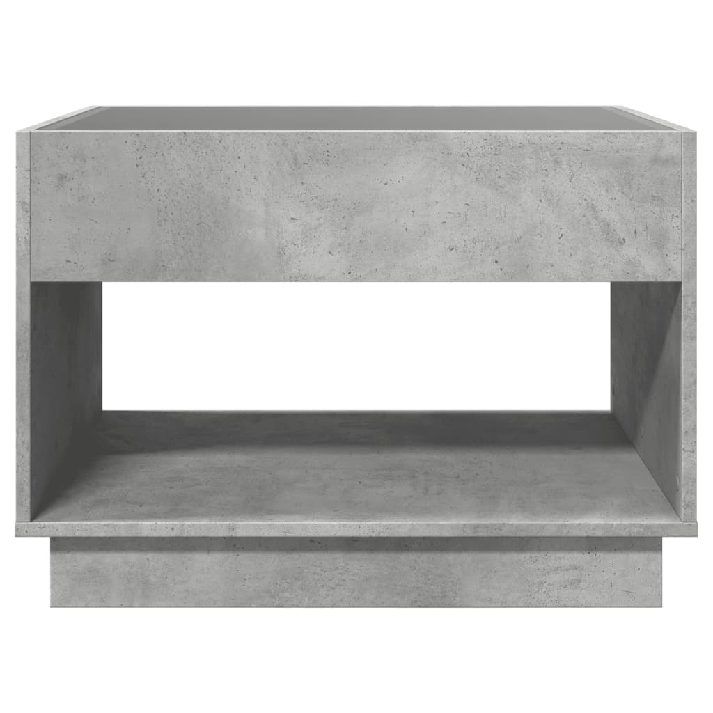 Table basse avec LED infini gris béton 70x50x50 cm