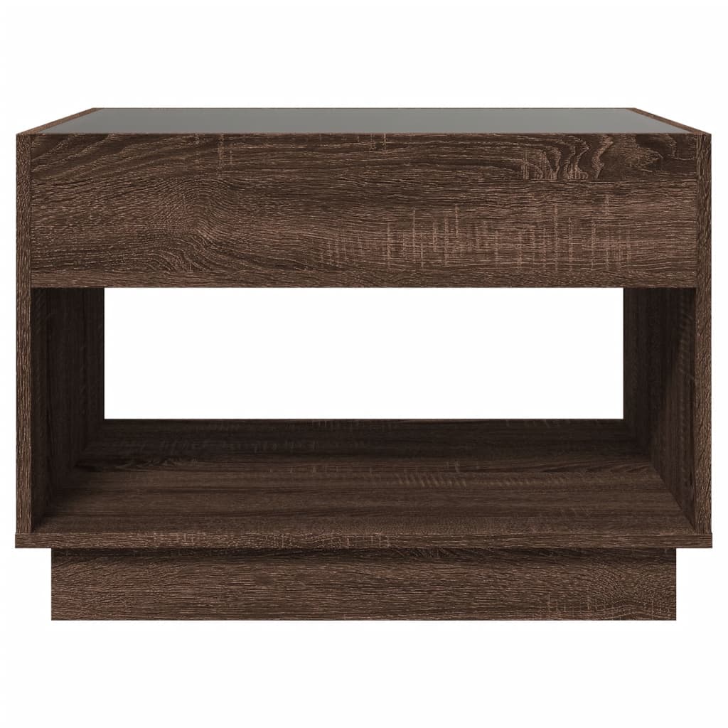 Coffee table with infinite LED oak brown 70x50x50 cm