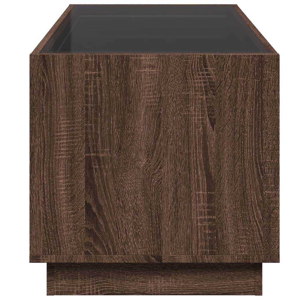 Coffee table with infinite LED oak brown 70x50x50 cm