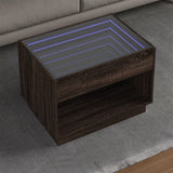 Couchtisch mit Infinity-LED, braune Eiche, 70 x 50 x 50 cm