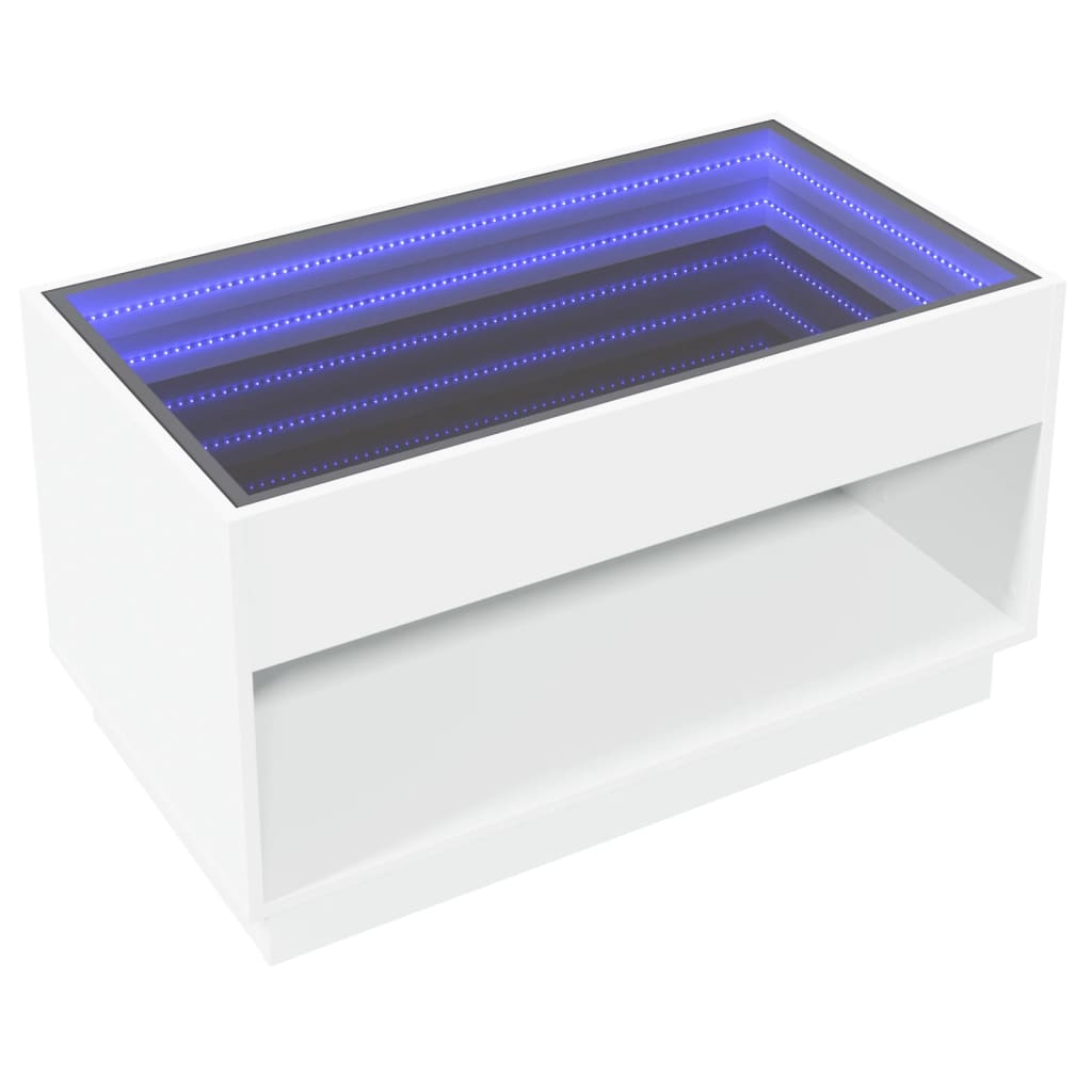 Table basse avec LED infini blanc 90x50x50 cm