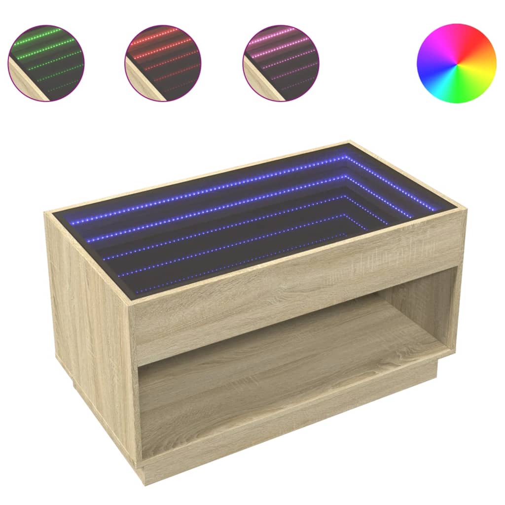 Table basse avec LED infini chêne sonoma 90x50x50 cm