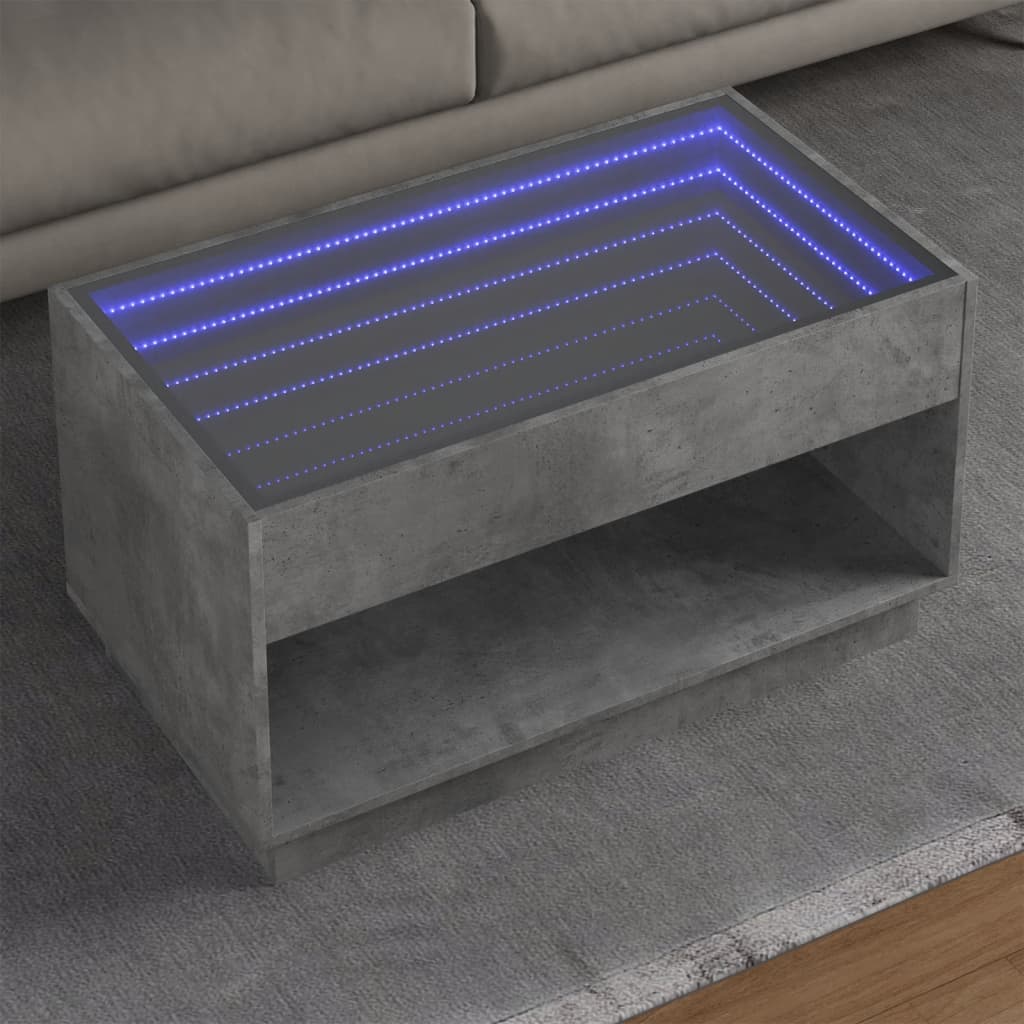 Couchtisch mit betongrauer Infinity-LED 90x50x50 cm