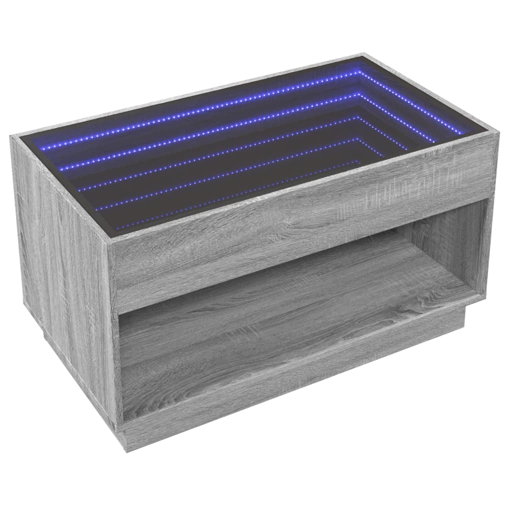 Table basse avec LED infini sonoma gris 90x50x50 cm