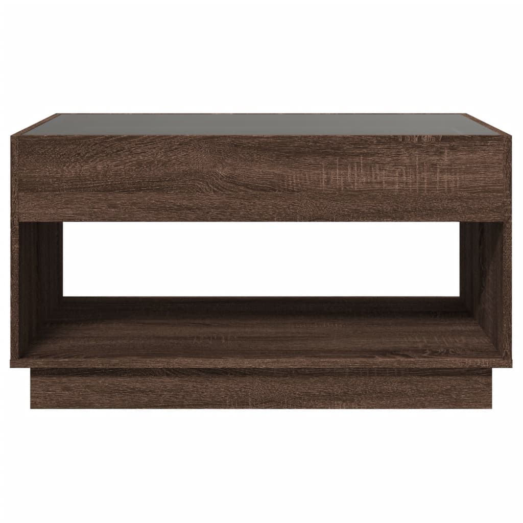 Table basse avec LED infini chêne marron 90x50x50 cm