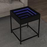 Table basse avec LED Infinity noir 40x40x51 cm