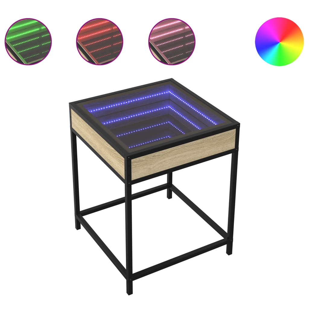 Couchtisch mit LED Infinity Sonoma-Eiche 40x40x51 cm