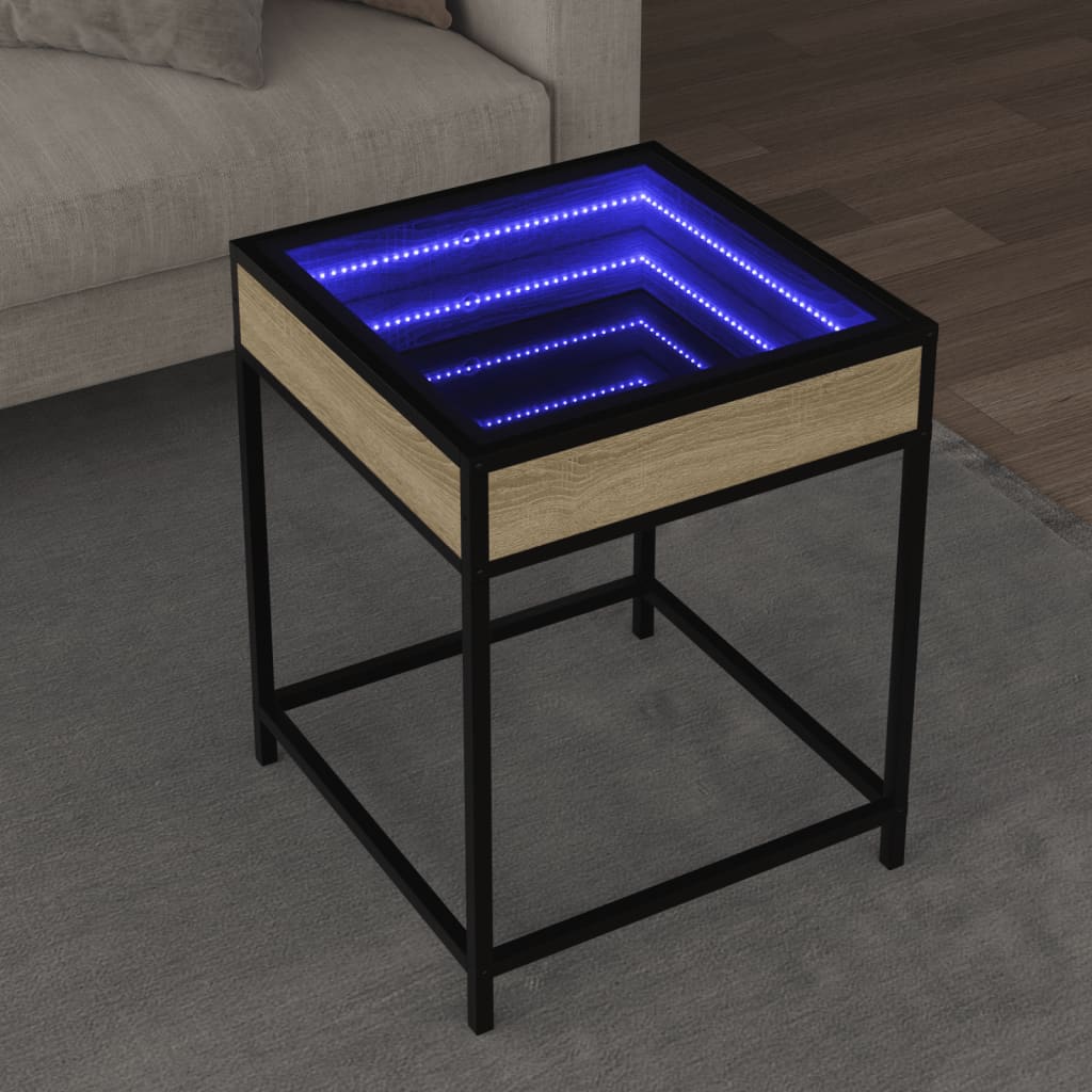 Couchtisch mit LED Infinity Sonoma-Eiche 40x40x51 cm