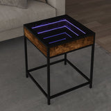 Table basse avec LED Infinity chêne fumé 40x40x51 cm