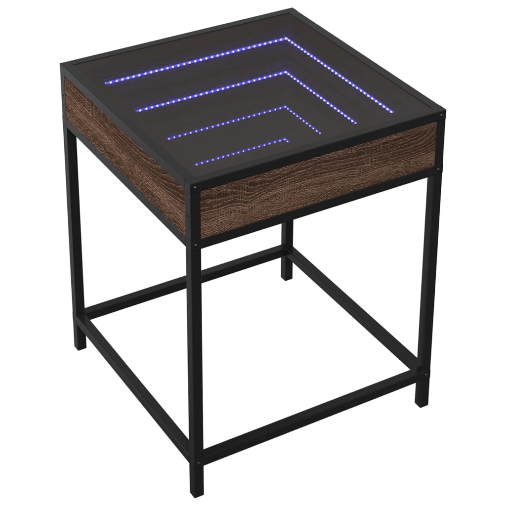 Coffee table with LED Infinity brown oak 40x40x51 cm