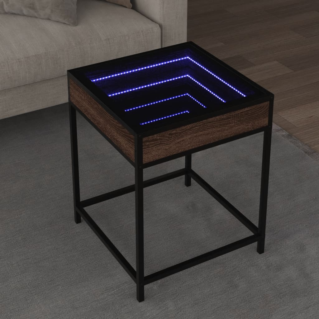 Coffee table with LED Infinity brown oak 40x40x51 cm