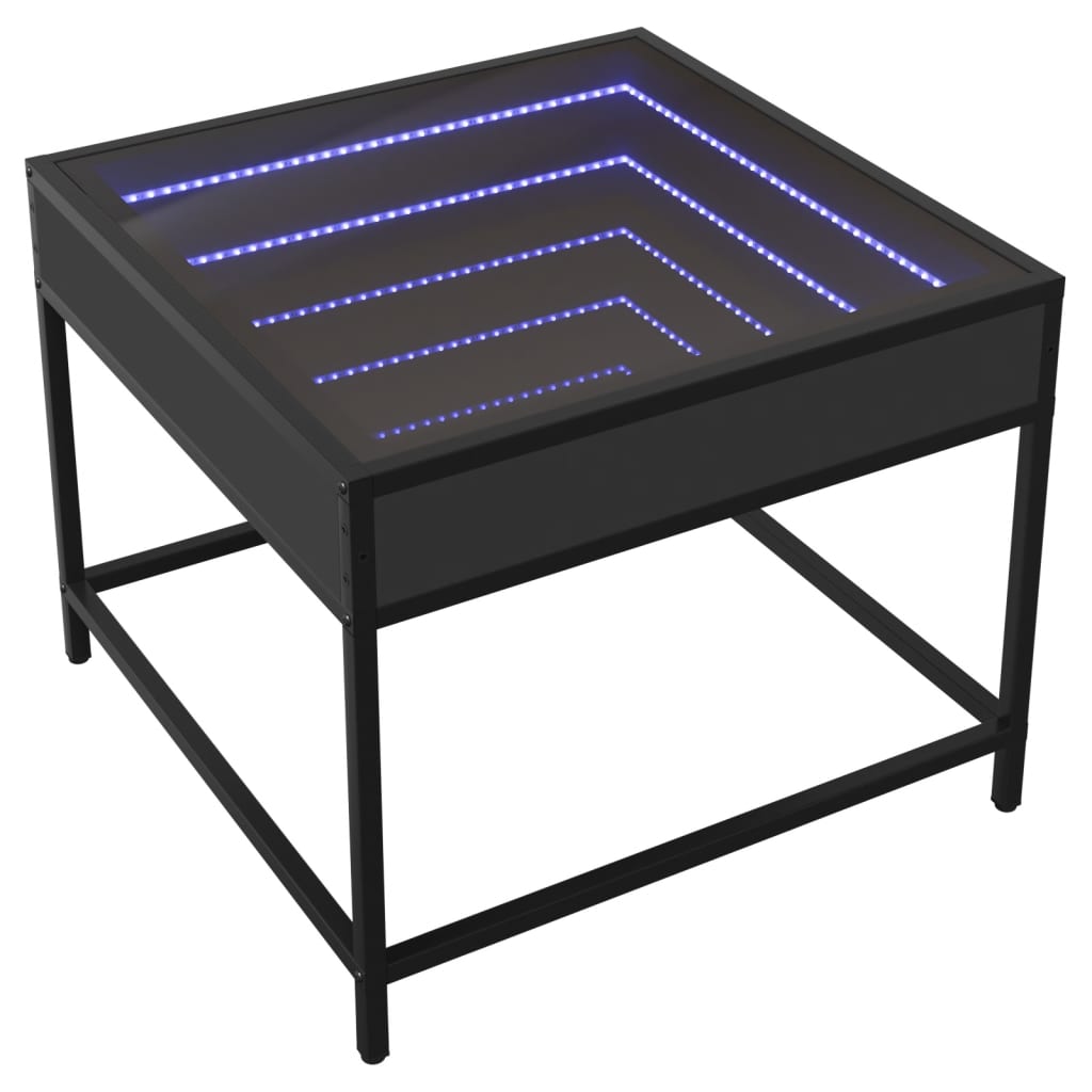 Coffee table with LED Infinity black 50x50x41 cm