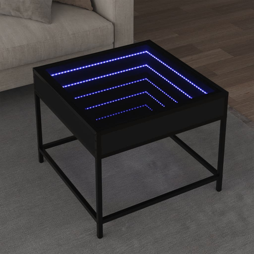 Coffee table with LED Infinity black 50x50x41 cm