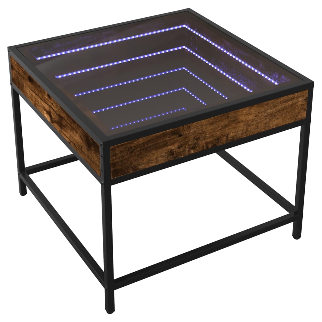 Table basse avec LED Infinity chêne fumé 50x50x41 cm