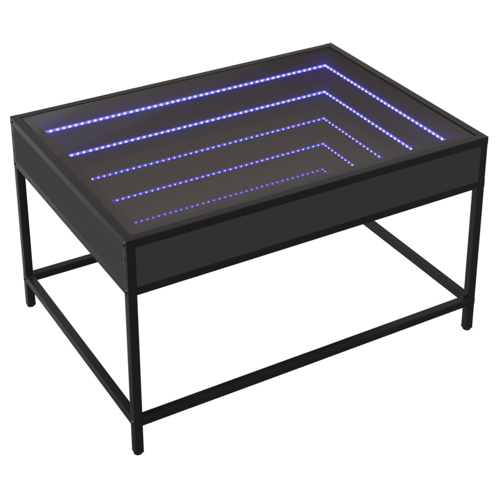 Table basse avec LED infini noir 70x50x41 cm