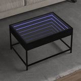 Table basse avec LED infini noir 70x50x41 cm