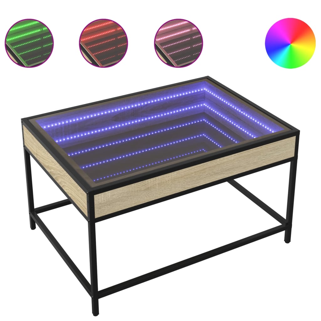 Couchtisch mit Infinity-LED Sonoma-Eiche 70x50x41 cm