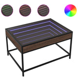 Couchtisch mit Infinity-LED, braune Eiche, 70 x 50 x 41 cm