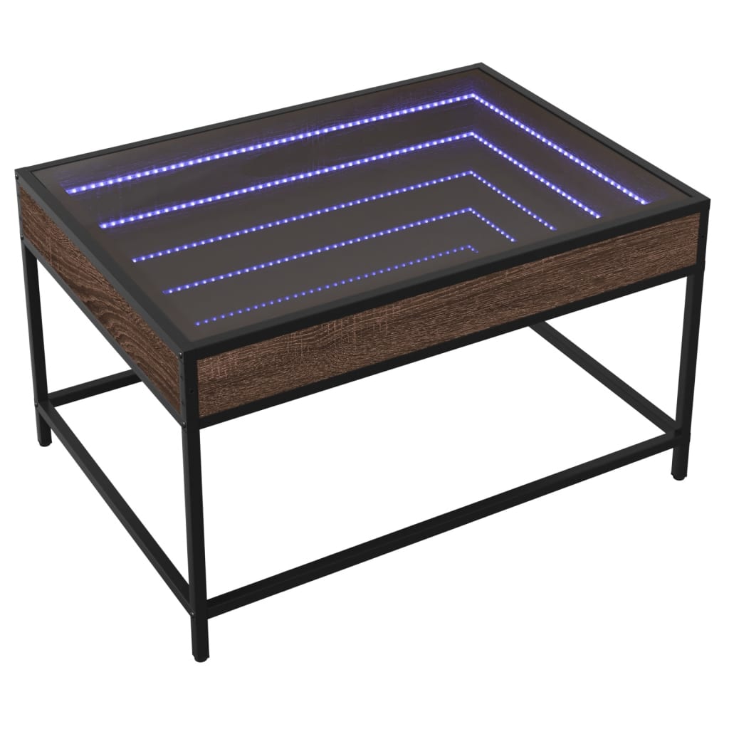 Couchtisch mit Infinity-LED, braune Eiche, 70 x 50 x 41 cm