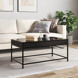 Coffee table with LED infinity black 90x50x41 cm