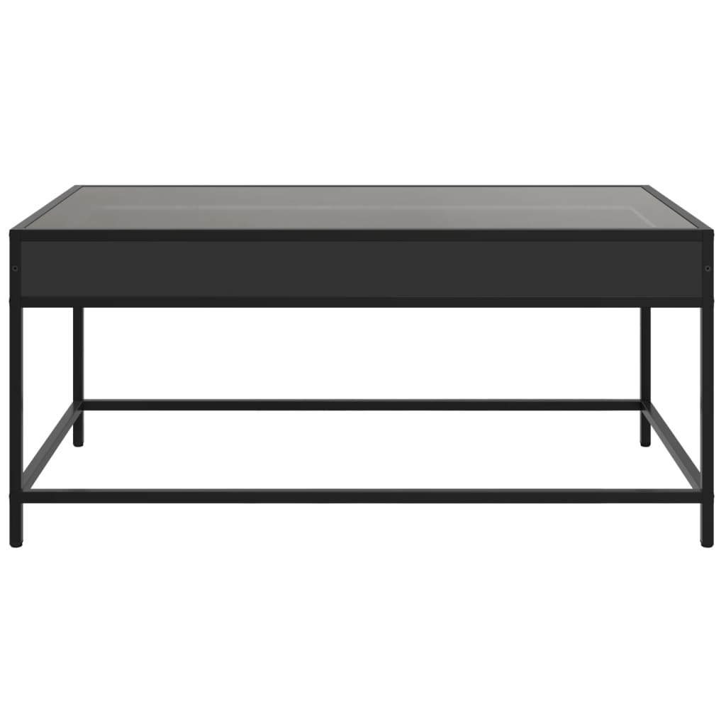 Coffee table with LED infinity black 90x50x41 cm