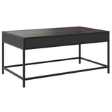 Coffee table with LED infinity black 90x50x41 cm