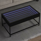 Coffee table with LED infinity black 90x50x41 cm