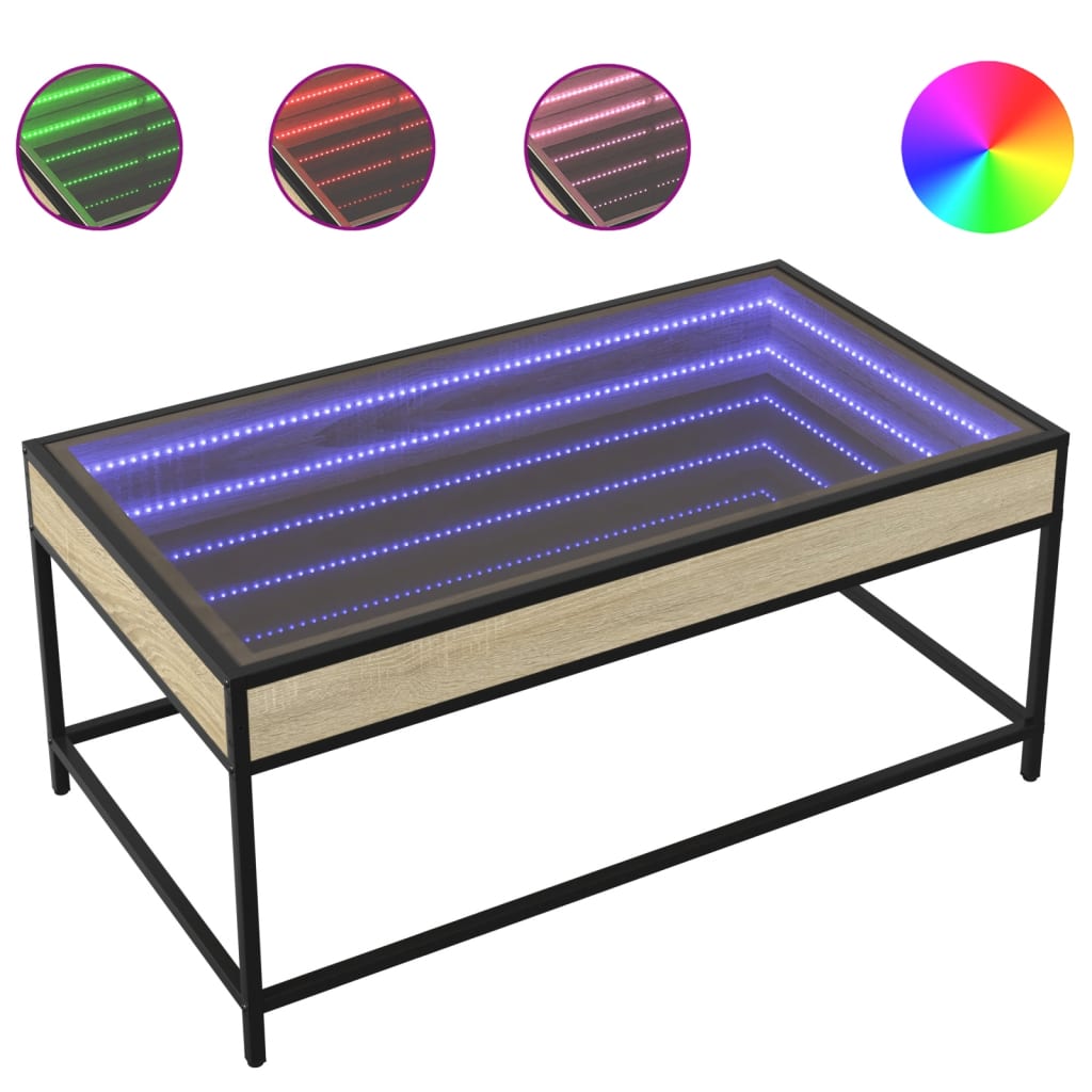 Table basse avec LED infini chêne sonoma 90x50x41 cm