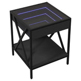 Table basse avec LED Infinity noir 40x40x49 cm